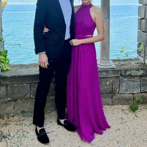 ML Monique Lhuillier Sleeveless Chiffon Maxi Dress